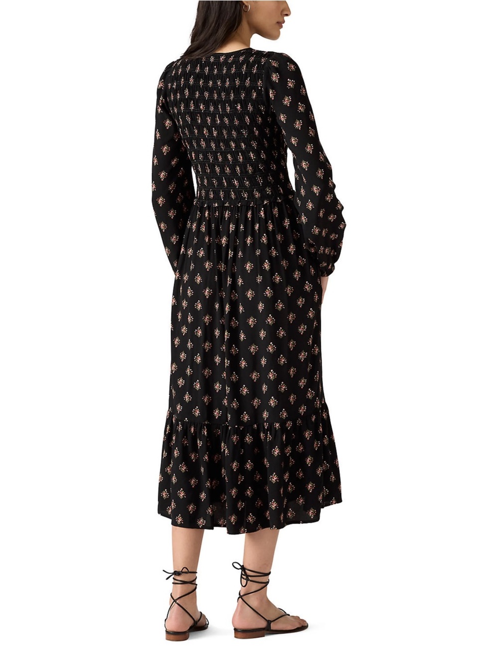 Levi's Black Midi V Neck Dress with Floral Print - Picture 2 of 16